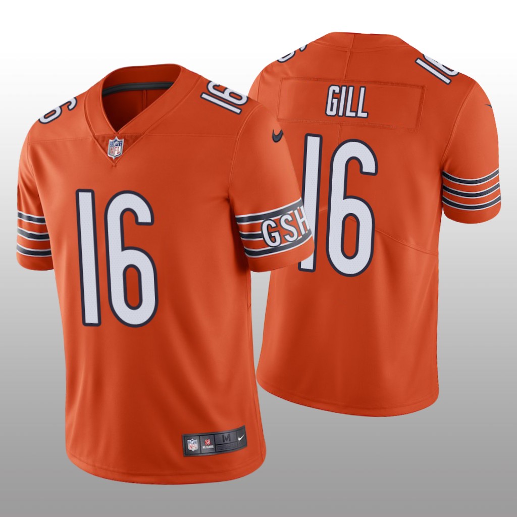 Chicago Bears Trenton Gill Orange Jersey Vapor Limited - Men's