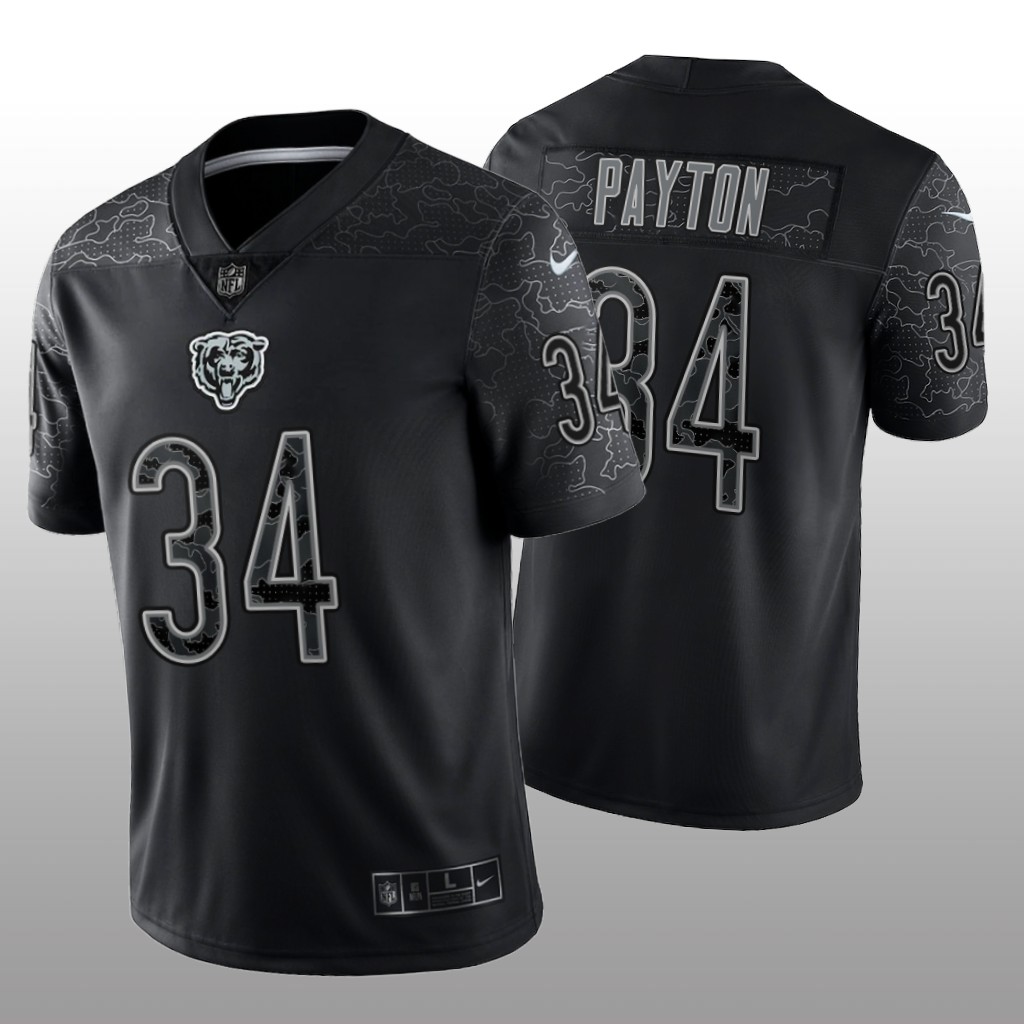 Chicago Bears Walter Payton Black Jersey Reflective Limited - Men's