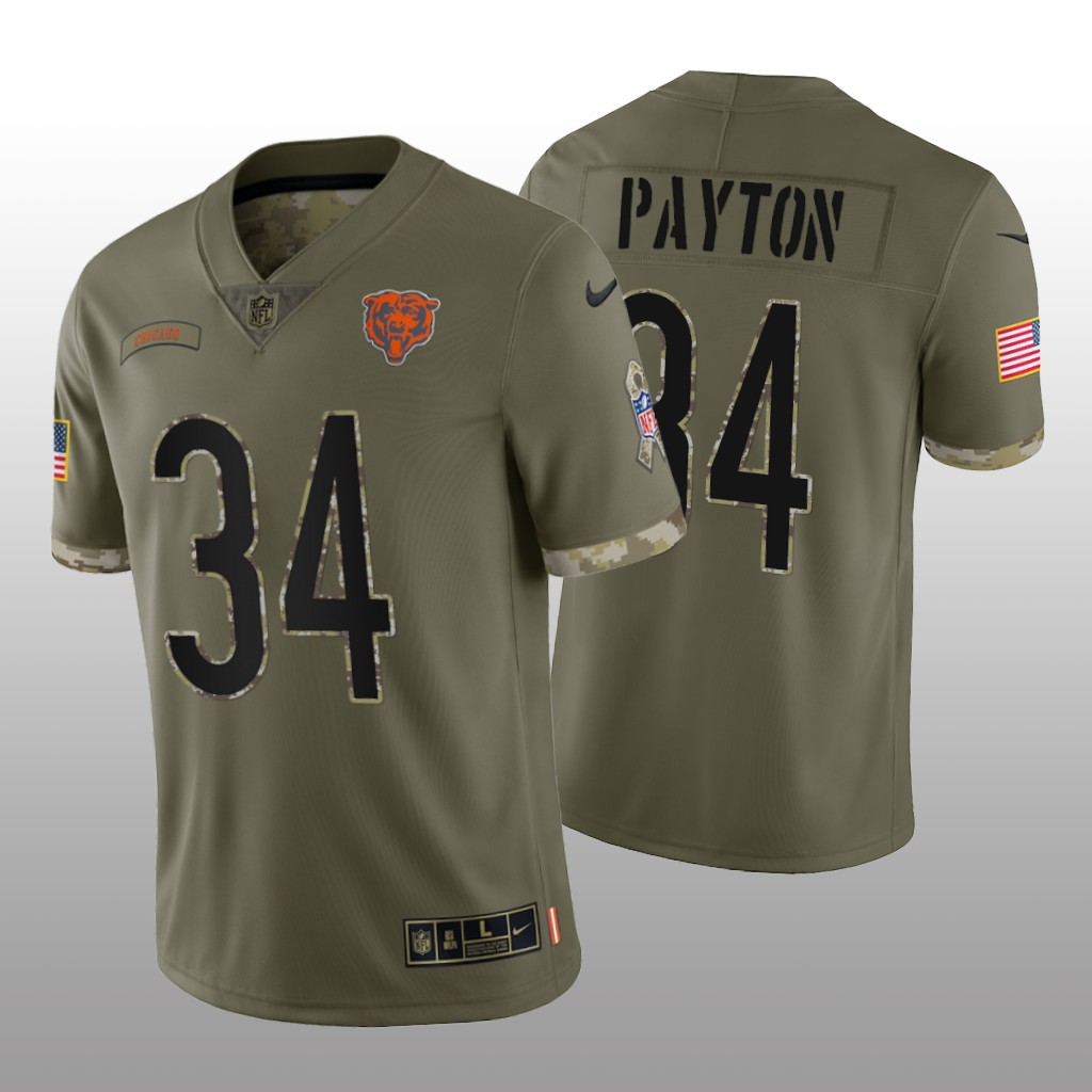 Chicago Bears Walter Payton Olive Limited Jersey 2022 Salute To Service - Men's