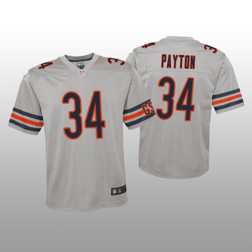 Chicago Bears Walter Payton Silver Jersey Inverted Game - Youth