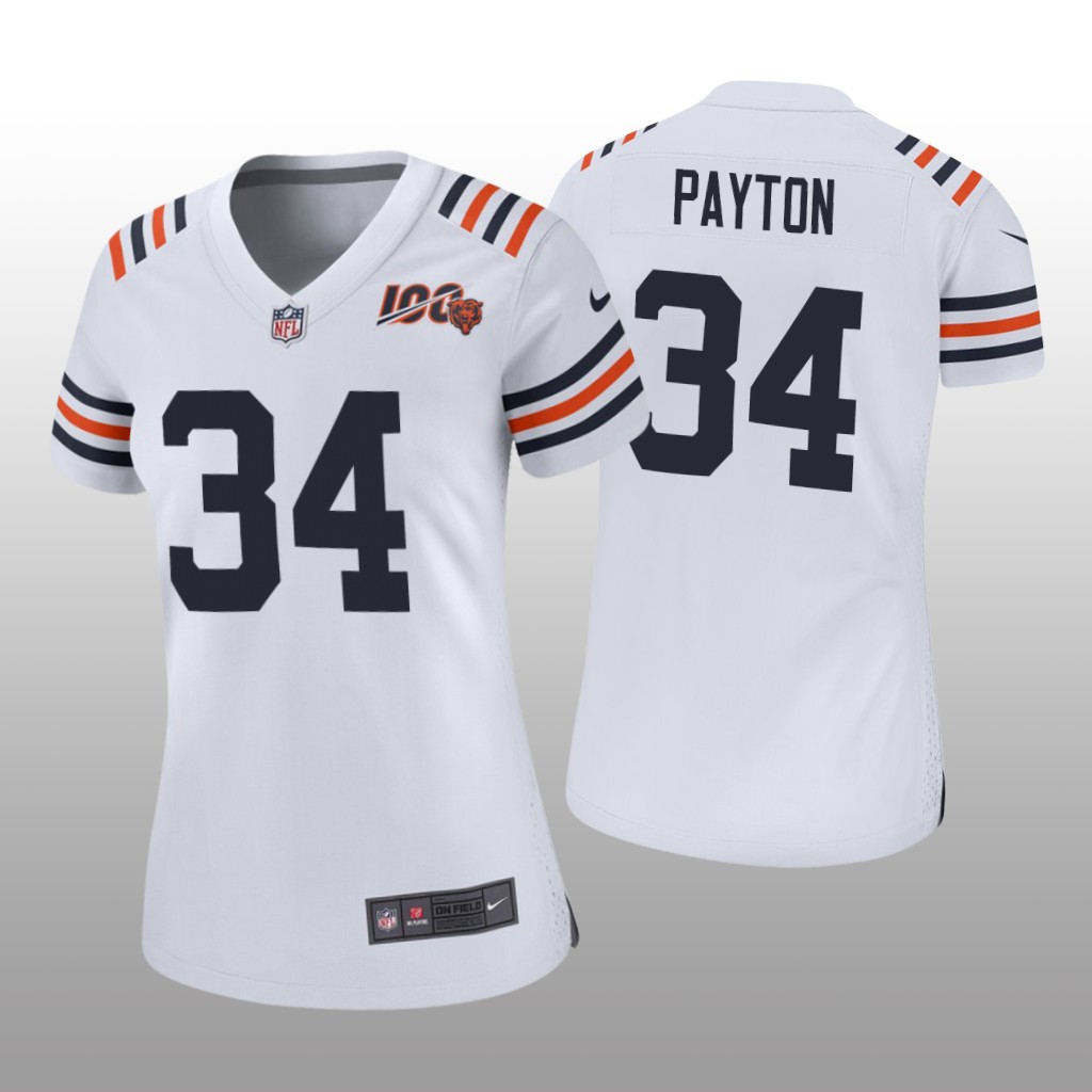 Chicago Bears Walter Payton White Classic Jersey 100th Season - Women's