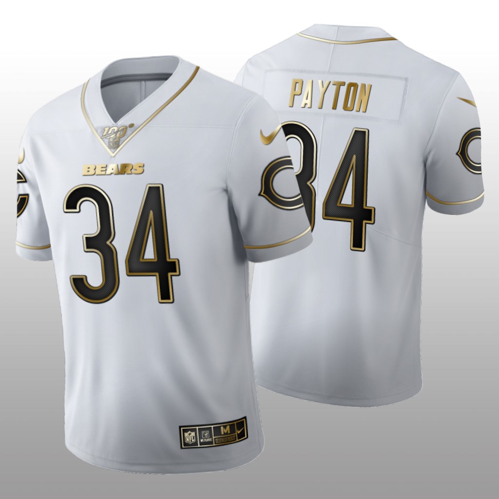 Chicago Bears Walter Payton White Golden Edition Jersey 100th Season Men's