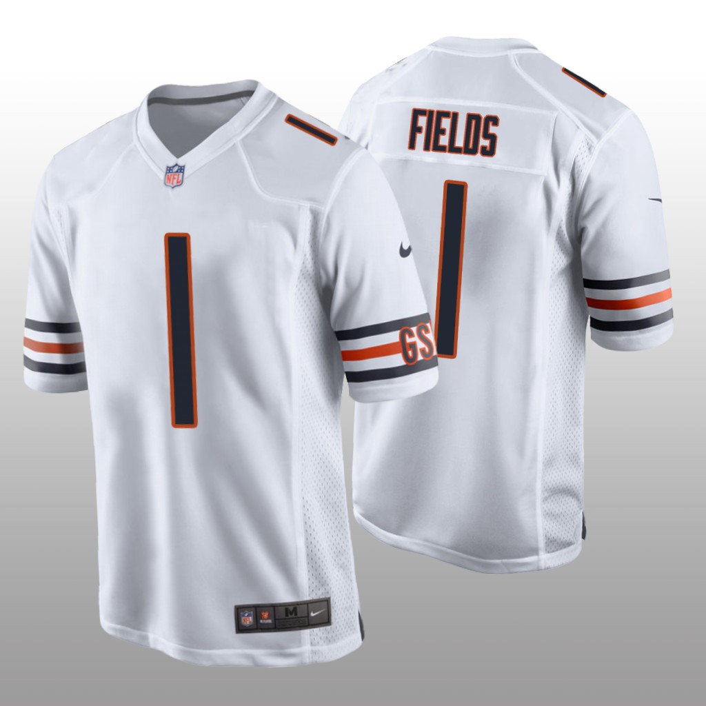 Chicago Bears White 2021 NFL Draft Justin Fields Game Jersey