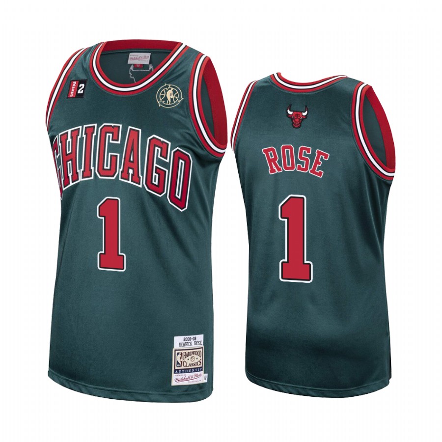 Chicago Bulls #1 Derrick Rose Green Hardwood Classics Men's Jersey