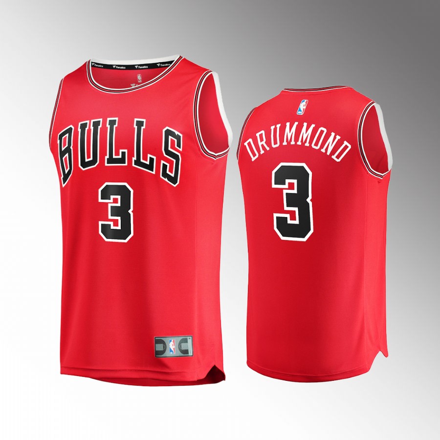 Chicago Bulls #3 Andre Drummond Icon Edition Jersey Fast Break  Red