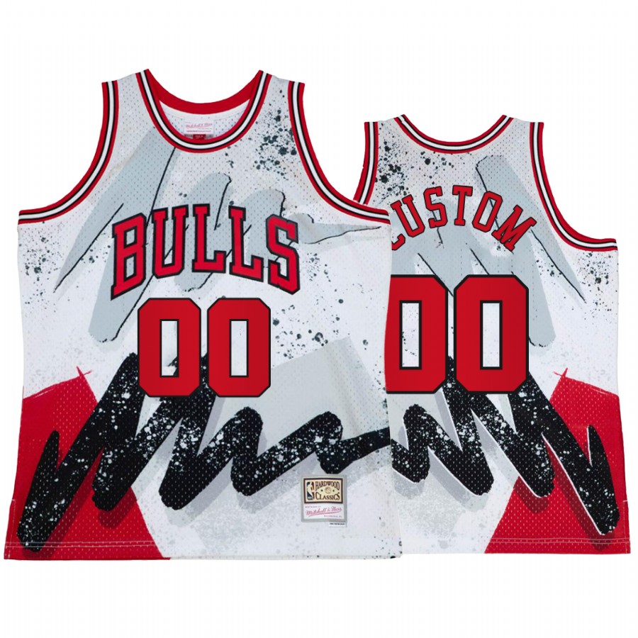 Chicago Bulls Custom Hyper Hoop #00 White Throwback 90s Jersey