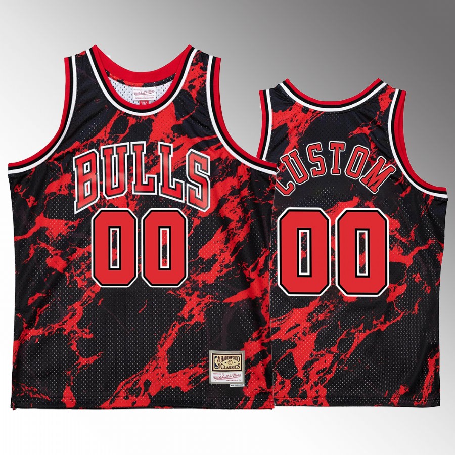 Chicago Bulls Custom Red Marble Swingman Men Jersey Hardwood Classics