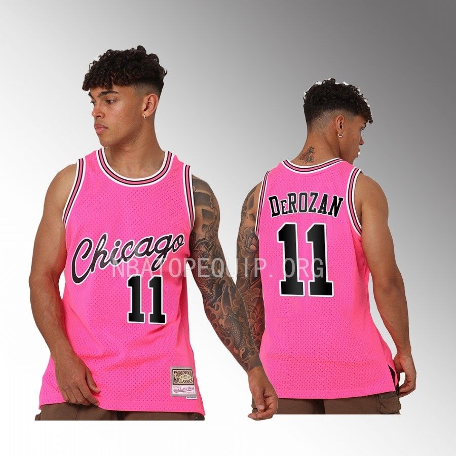 Chicago Bulls DeMar DeRozan Neon Tropical #11 Pink Swingman Jersey