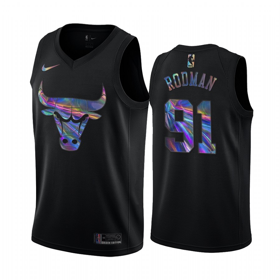 Chicago Bulls Dennis Rodman #91 Jersey Iridescent Holographic Black Limited Edition