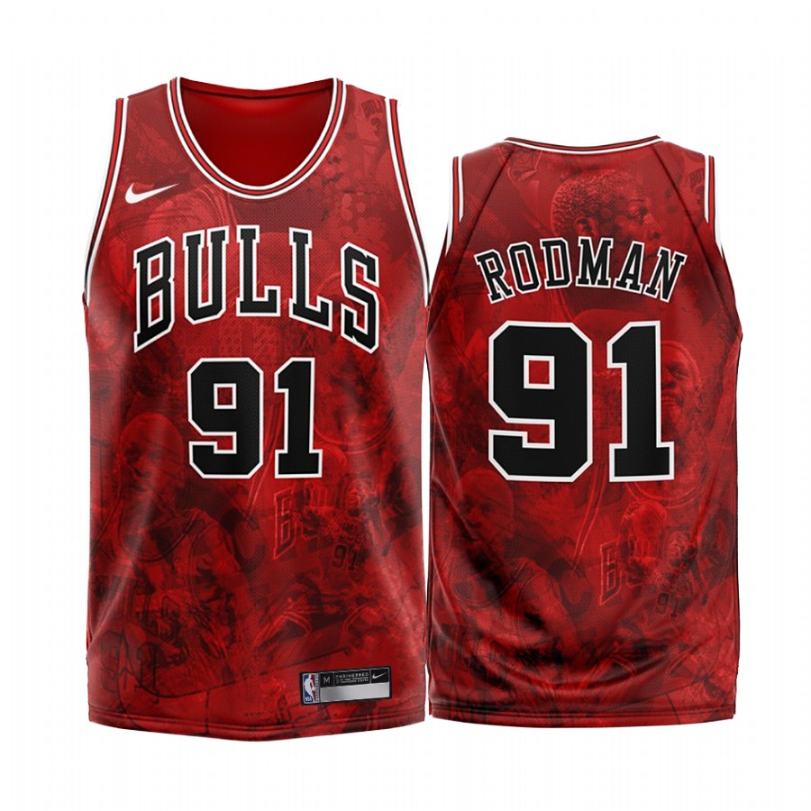 Chicago Bulls Dennis Rodman #91 Red 2020 Fashion Edition Jersey
