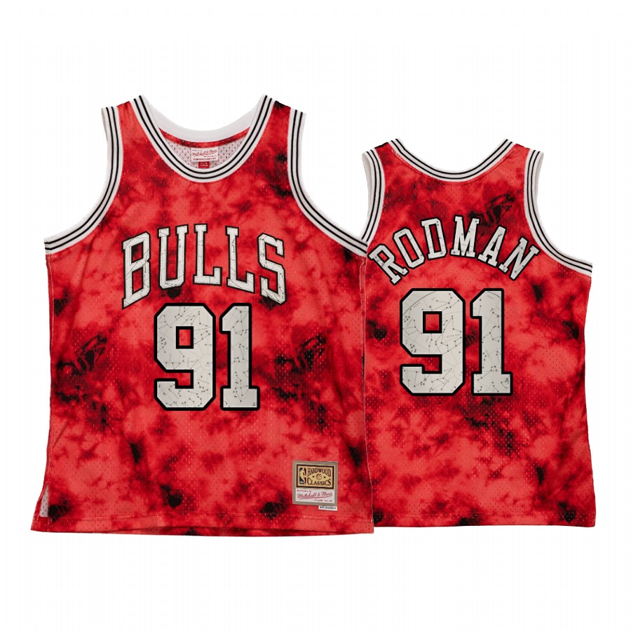Chicago Bulls Dennis Rodman Galaxy Constellation Jersey Men Red Heritage