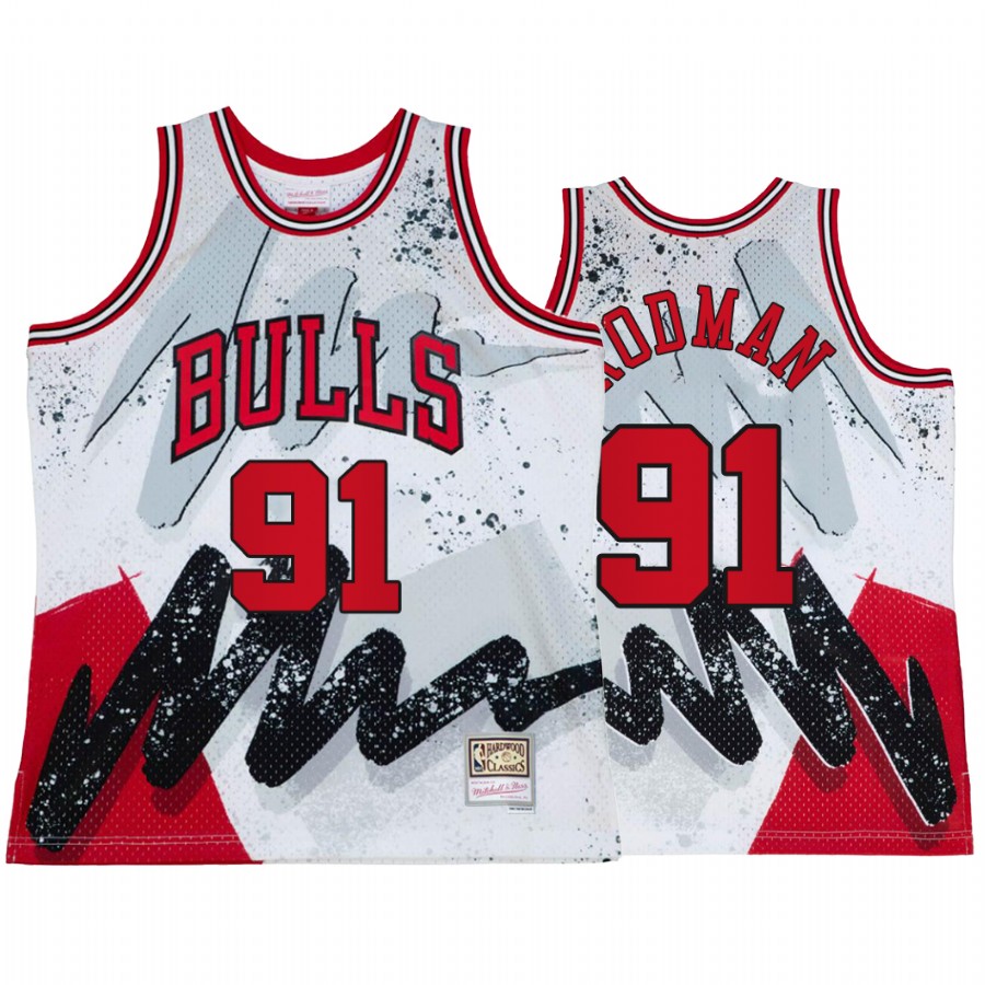 Chicago Bulls Dennis Rodman Hyper Hoop #91 White Throwback 90s Jersey