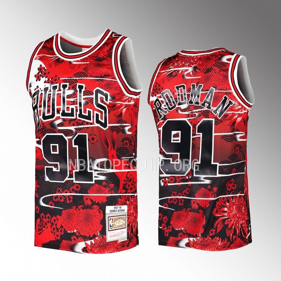 Chicago Bulls Dennis Rodman Lunar New Year #91 Red Personalized Jersey