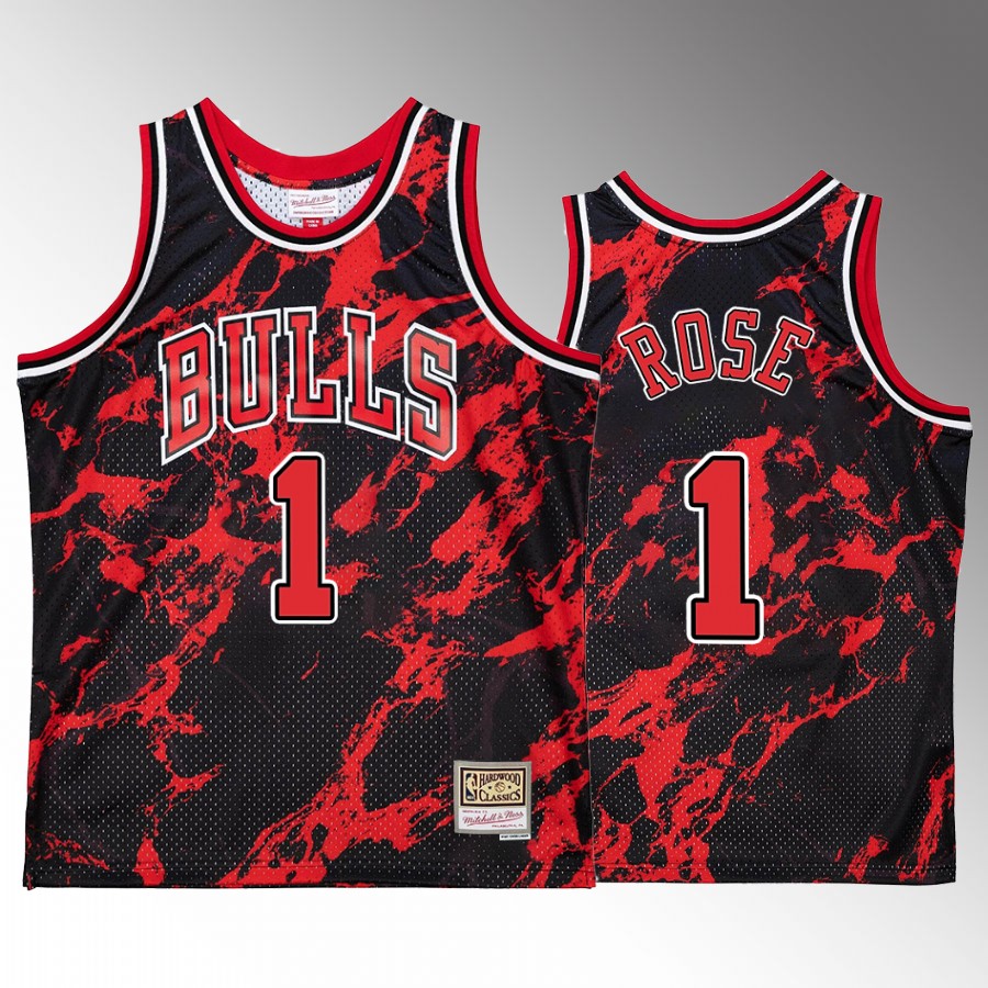 Chicago Bulls Derrick Rose Red Marble Swingman Men Jersey Hardwood Classics
