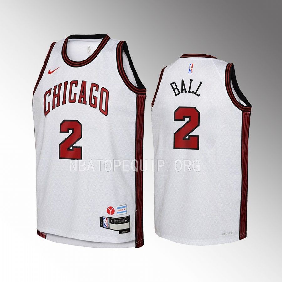 Chicago Bulls Lonzo Ball City Edition White Youth Jersey Swingman #2