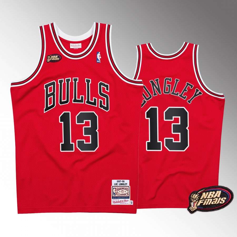 Chicago Bulls Luc Longley 1997-98 NBA Finals #13 Red The Last Dance Jersey