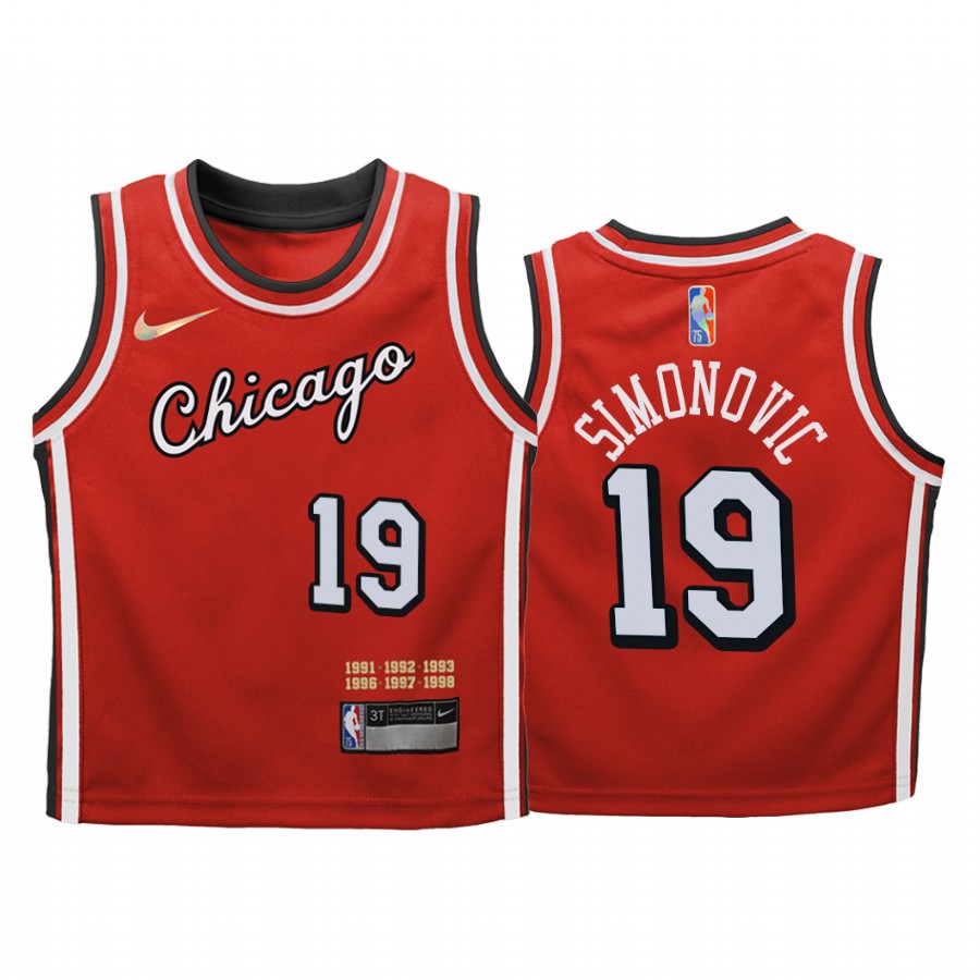 Chicago Bulls Marko Simonovic City Edition Red Youth Jersey Mixtape Mash Up #19