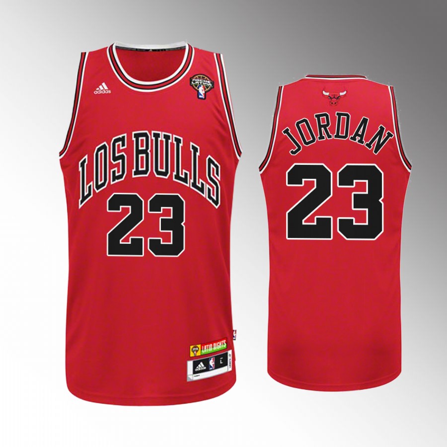 Chicago Bulls Michael Jordan Red Noche Latina Men Jersey Throwback