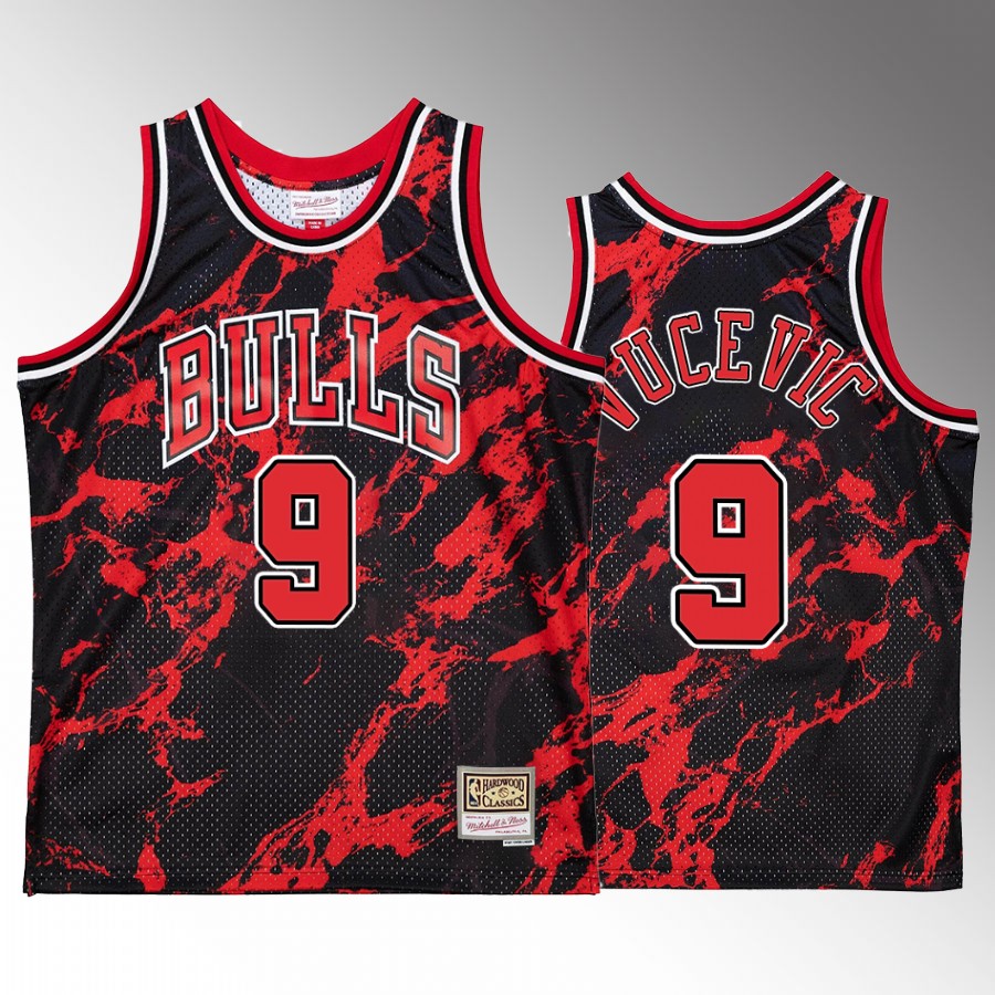 Chicago Bulls Nikola Vucevic Red Marble Swingman Men Jersey Hardwood Classics