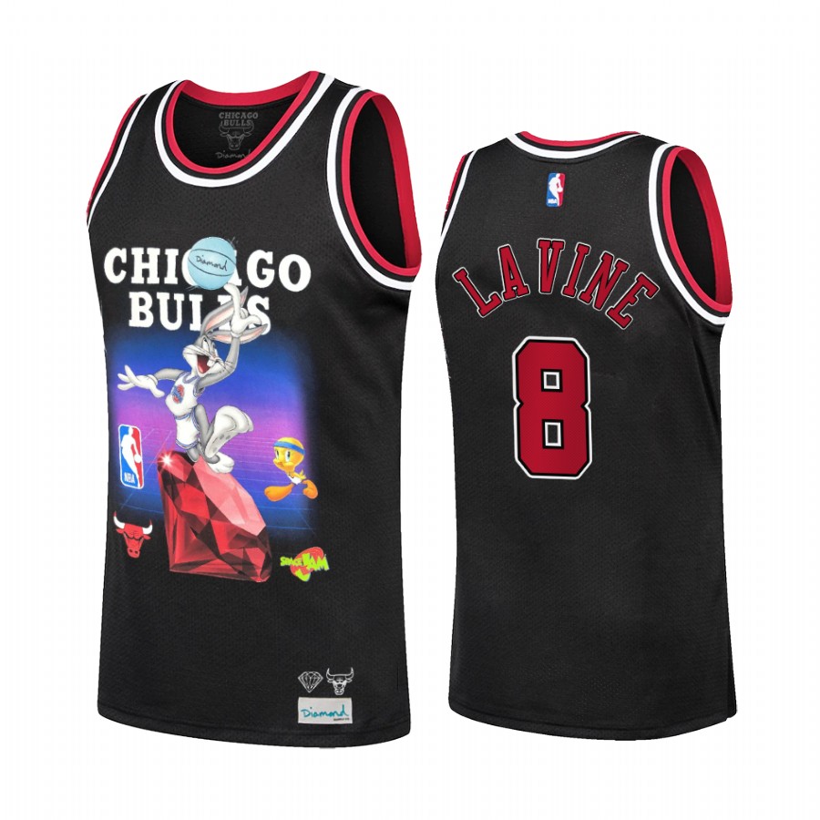 Chicago Bulls Zach LaVine Diamond Supply Co. x Space Jam x NBA #8 Black Jersey