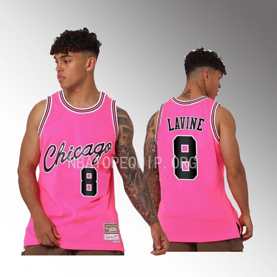 Chicago Bulls Zach LaVine Neon Tropical #8 Pink Swingman Jersey