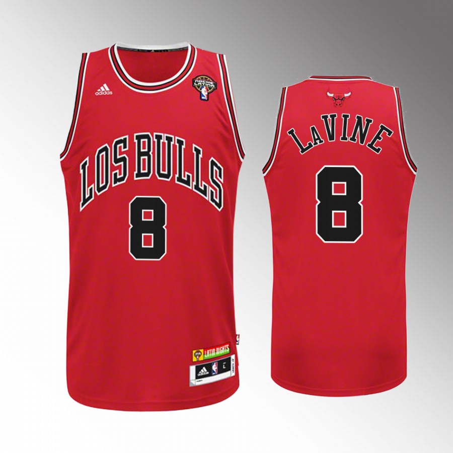Chicago Bulls Zach LaVine Red Noche Latina Men Jersey Throwback