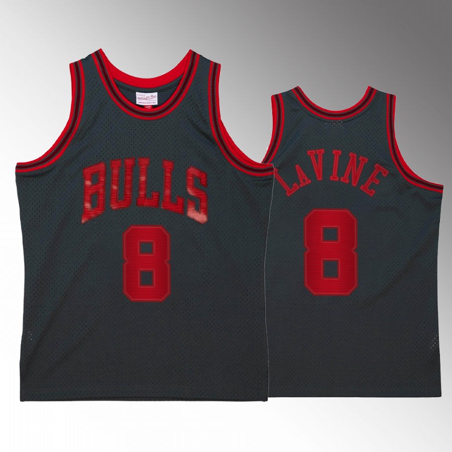 Chicago Bulls Zach LaVine Space Knit #8 Black Hardwood Classics Jersey