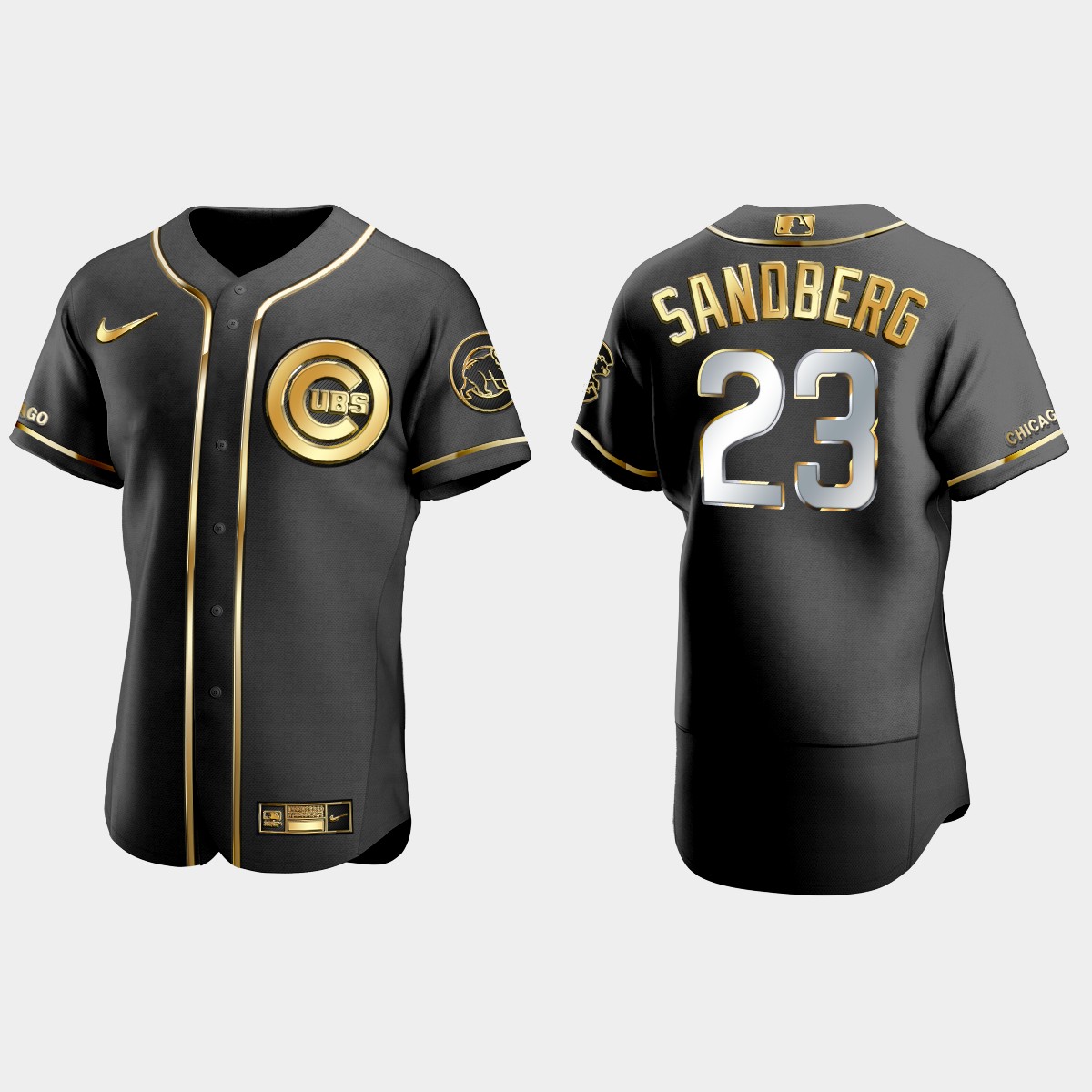 Chicago Cubs #23 Ryne Sandberg Golden Edition Jersey - Black