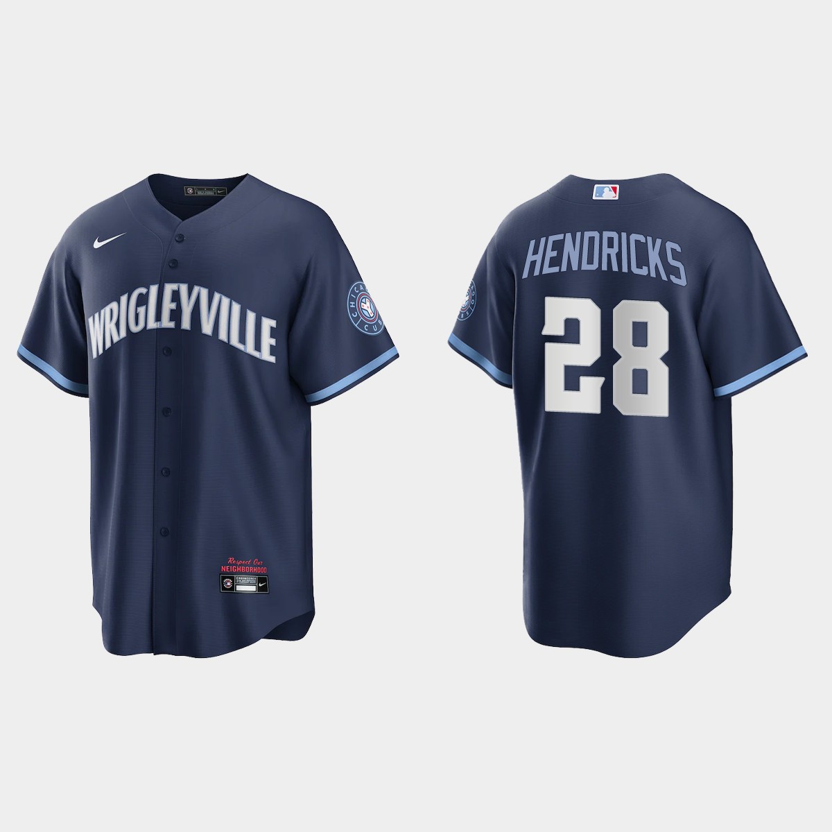 Chicago Cubs #28 Kyle Hendricks 2021 City Connect Jersey - Navy