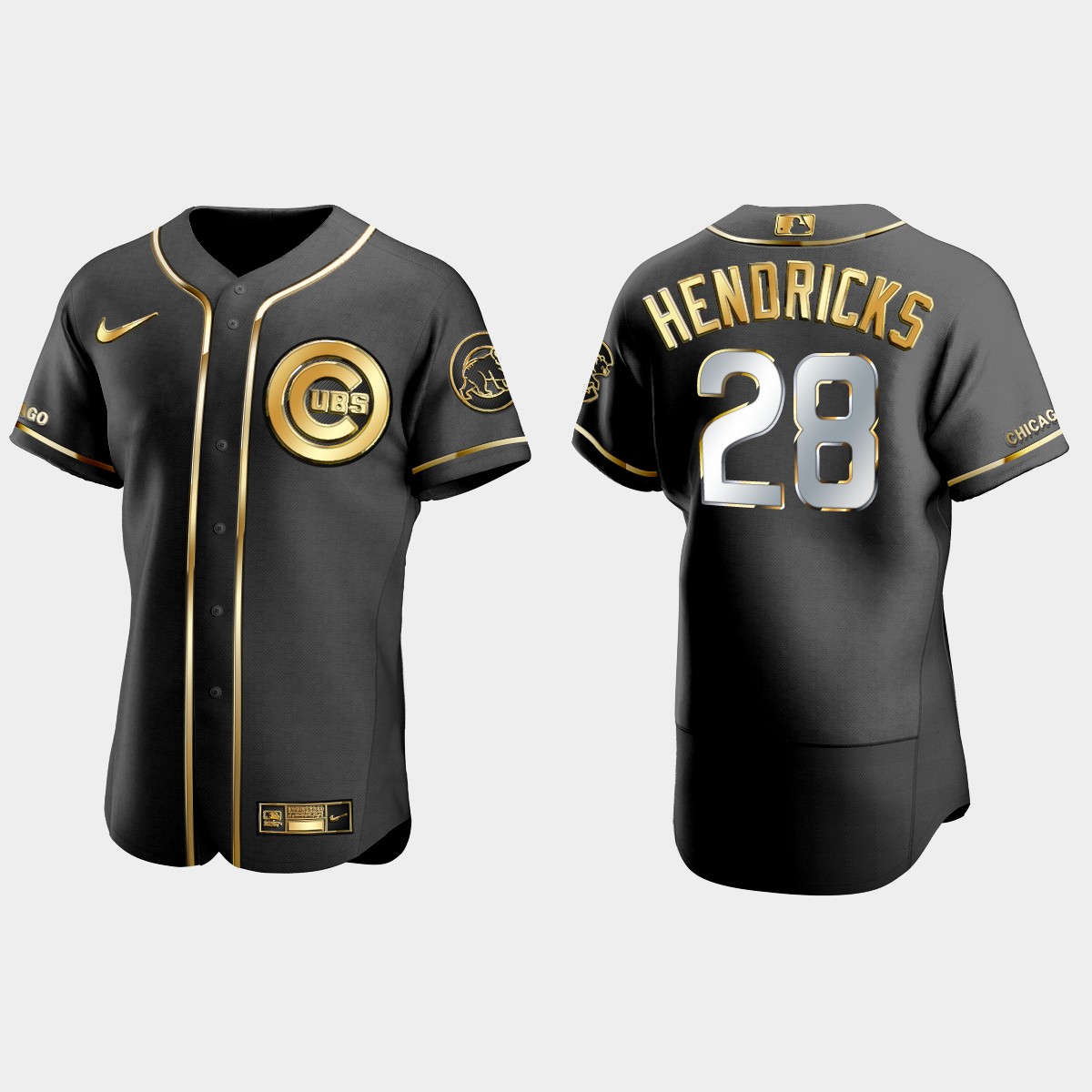 Chicago Cubs #28 Kyle Hendricks Golden Edition Jersey - Black