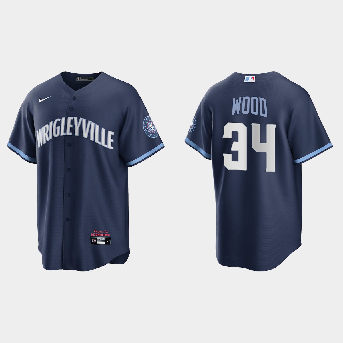 Chicago Cubs #34 Kerry Wood 2021 City Connect Jersey - Navy