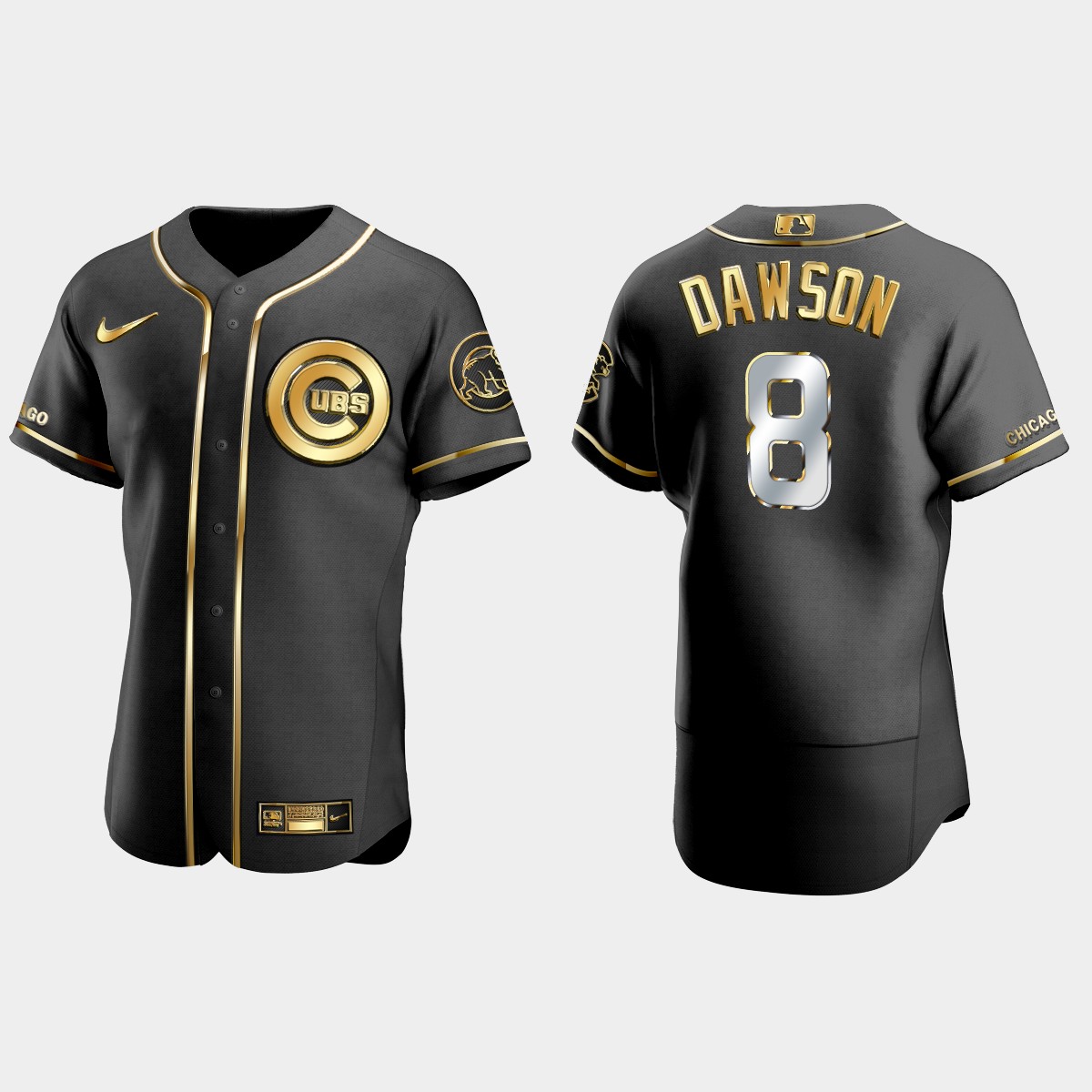 Chicago Cubs #8 Andre Dawson Golden Edition Jersey - Black