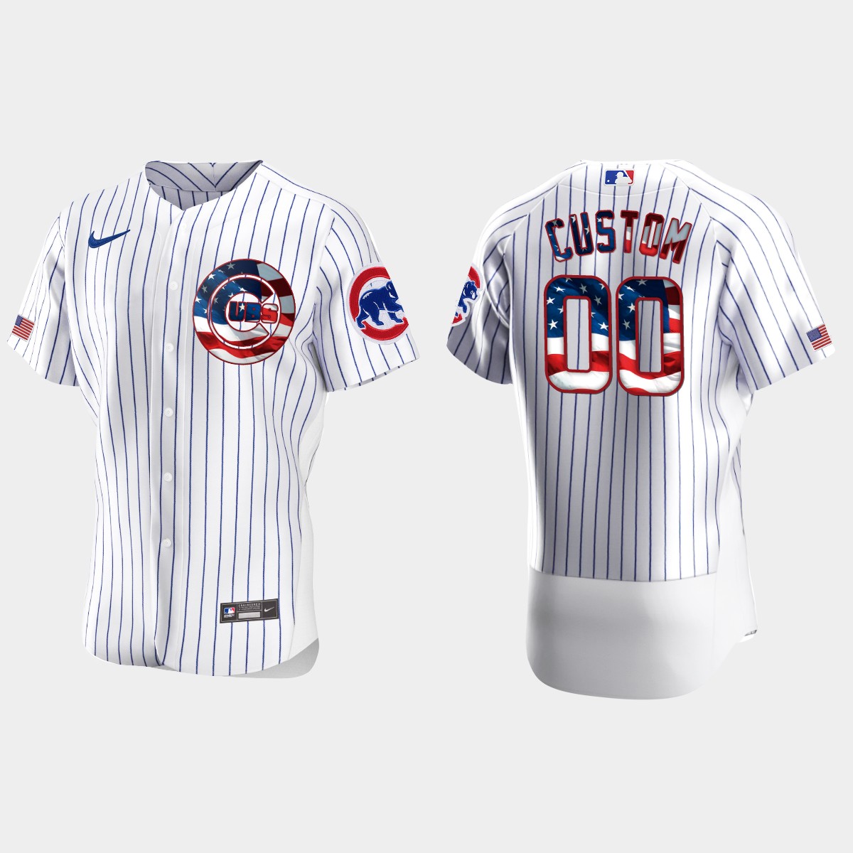 Chicago Cubs Custom 2020 Stars And Stripes 4th of July Jersey - White