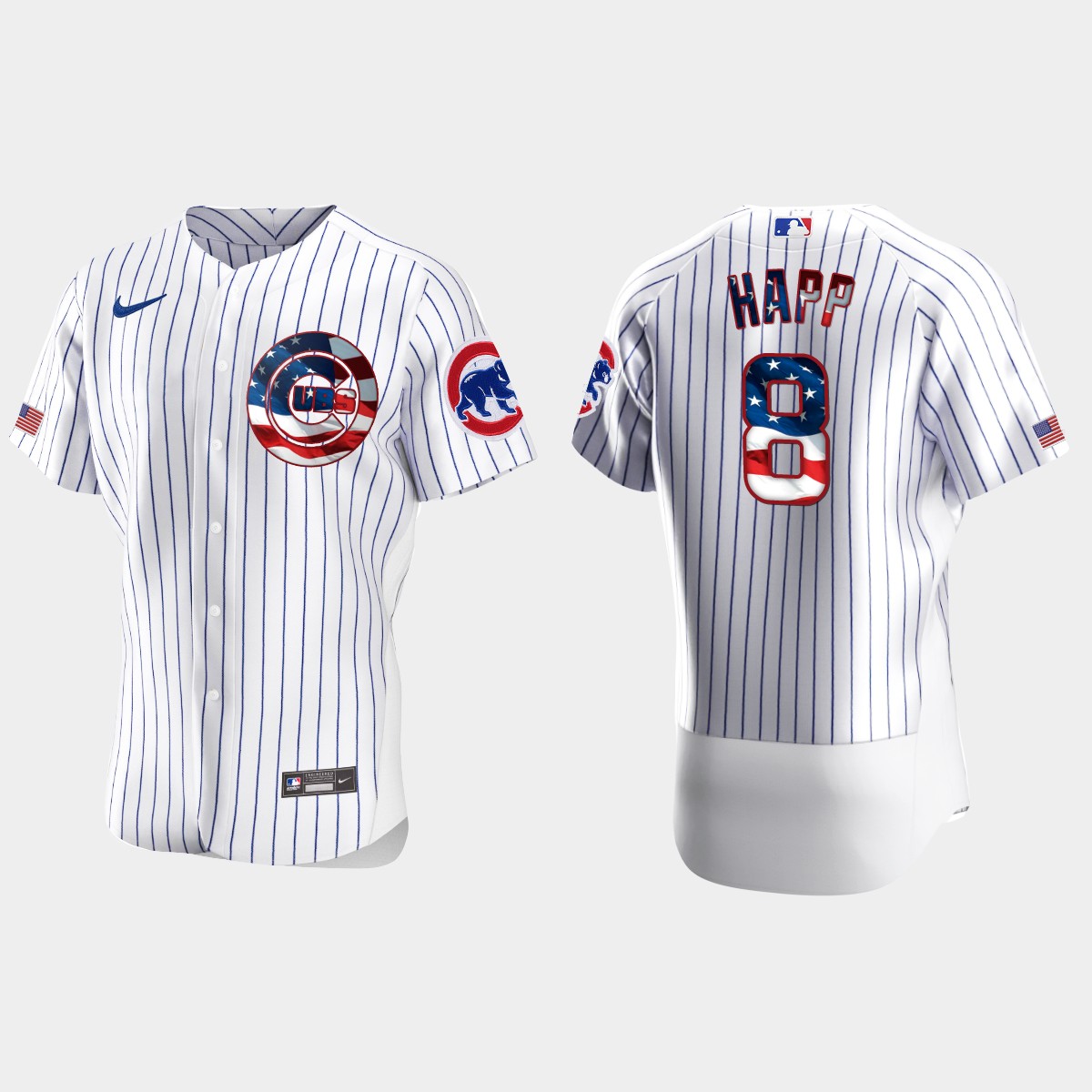 Chicago Cubs Ian Happ 2020 Stars And Stripes 4th of July Jersey - White