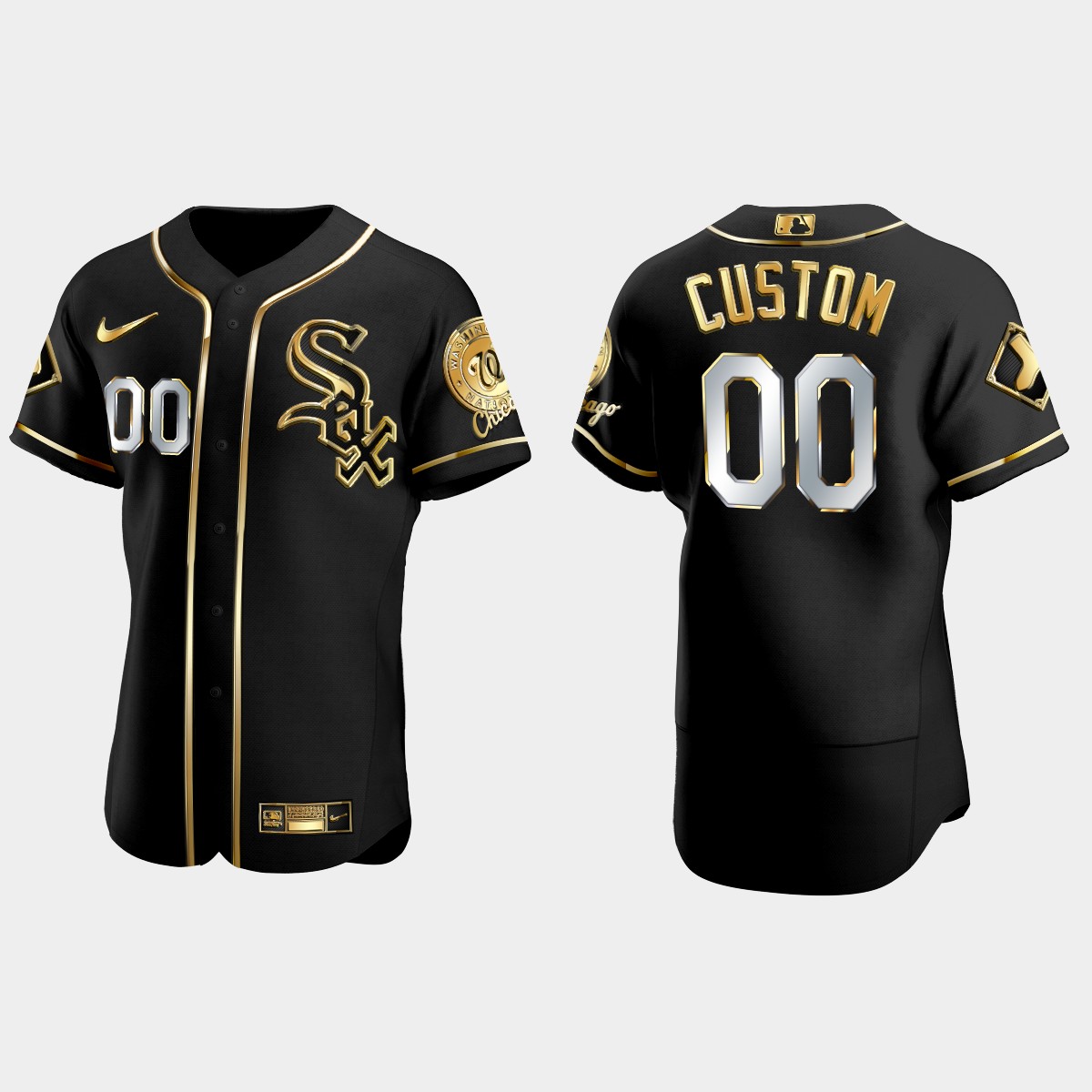 Chicago White Sox #00 Custom Golden Edition Jersey - Black