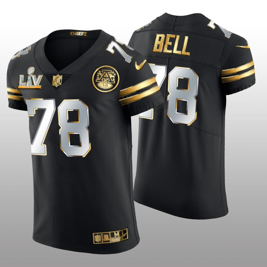 Chiefs Bobby Bell Black Golden Elite Jersey Super Bowl LV
