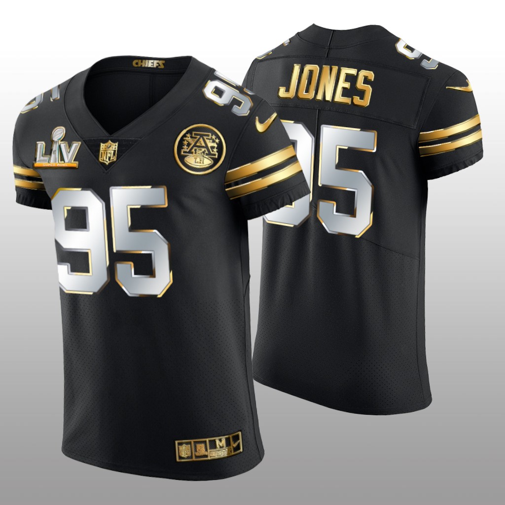 Chiefs Chris Jones Black Golden Elite Jersey Super Bowl LV