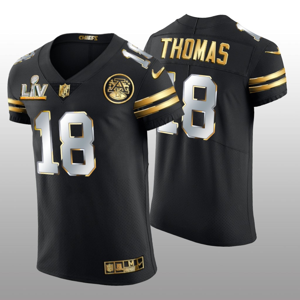 Chiefs Emmitt Thomas Black Golden Elite Jersey Super Bowl LV