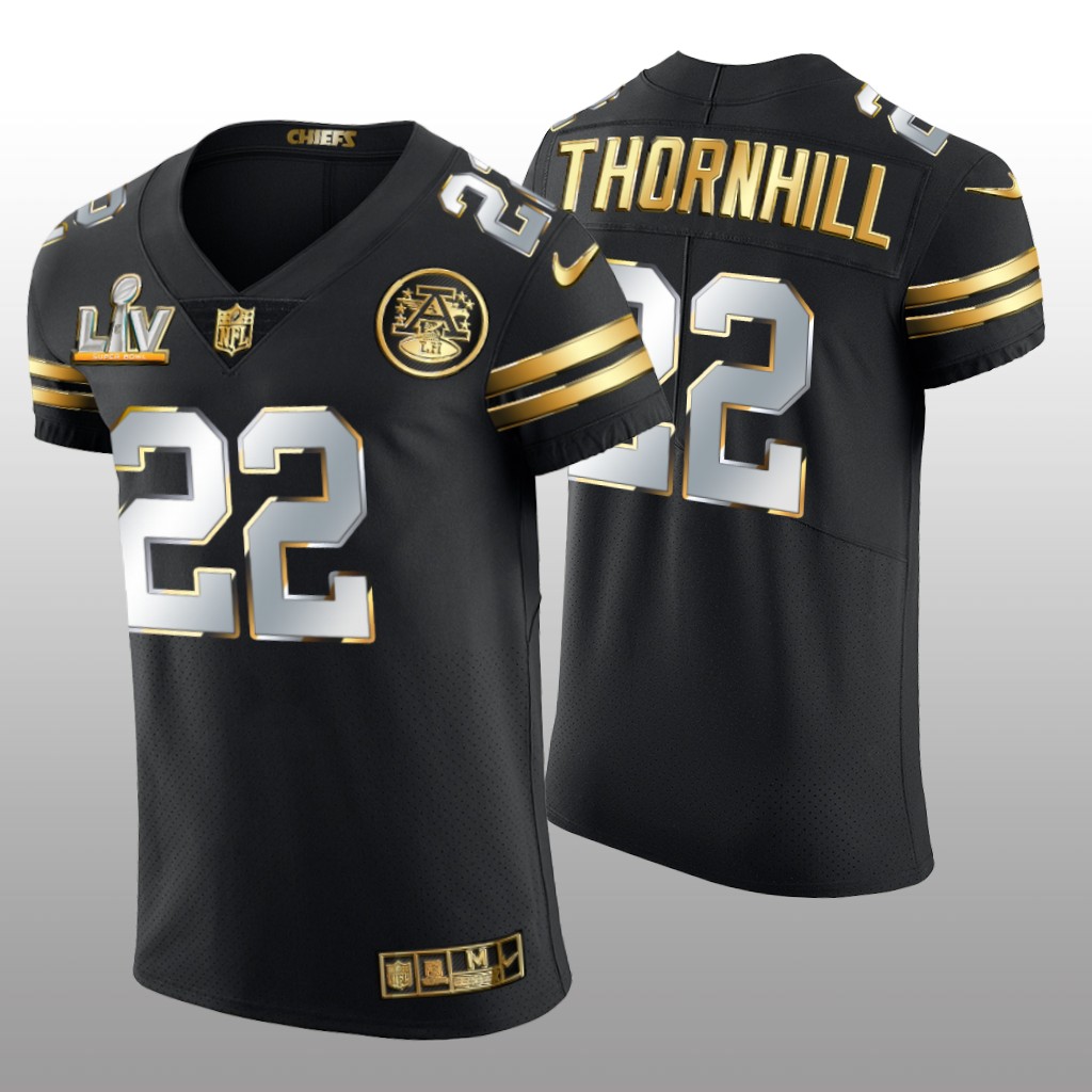 Chiefs Juan Thornhill Black Golden Elite Jersey Super Bowl LV