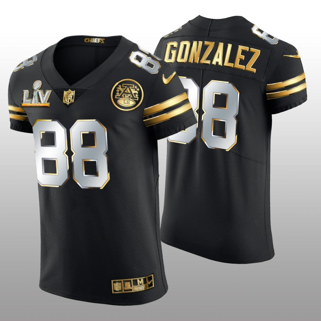 Chiefs Tony Gonzalez Black Golden Elite Jersey Super Bowl LV