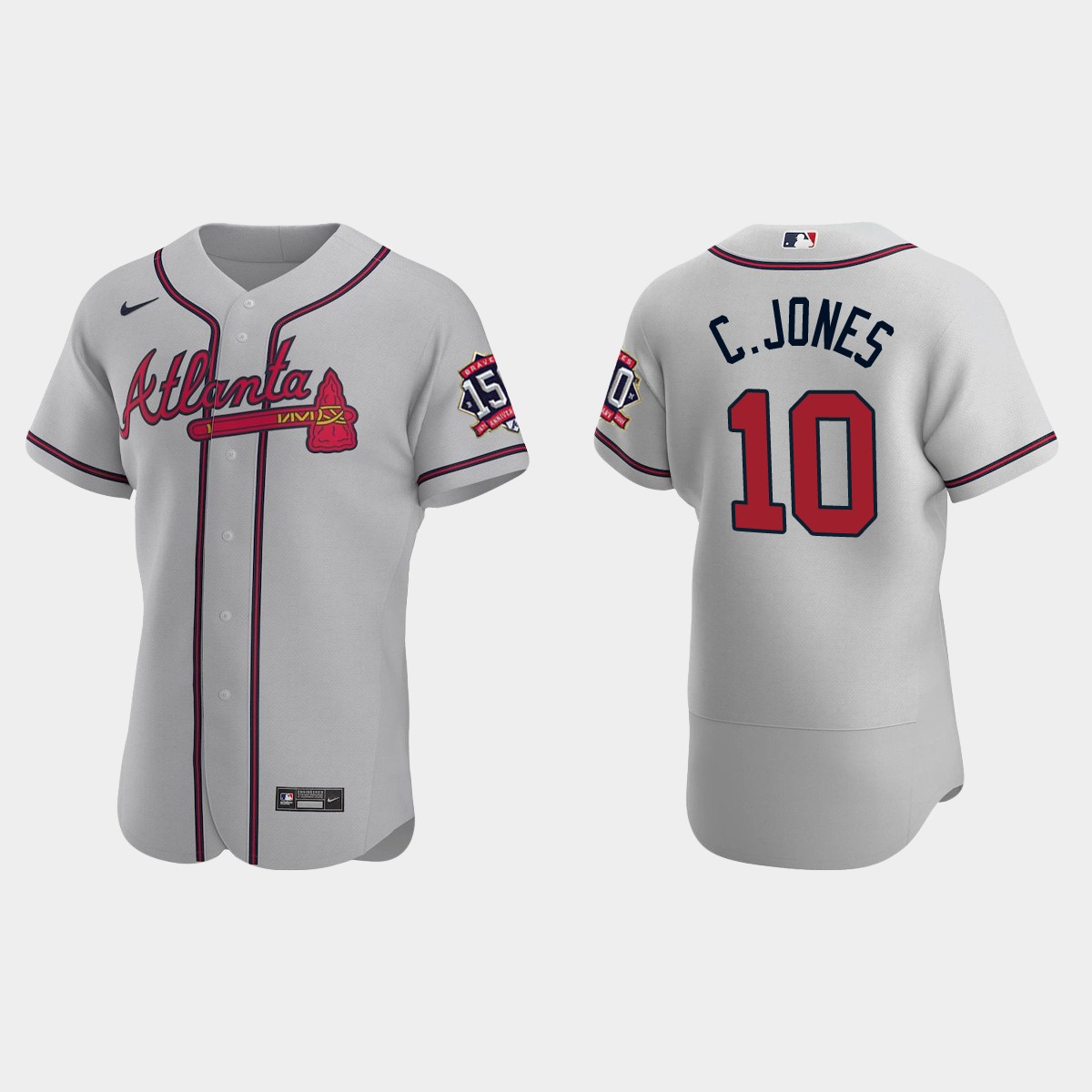 Chipper Jones Atlanta Braves 150th Anniversary World Series Jersey - Gray