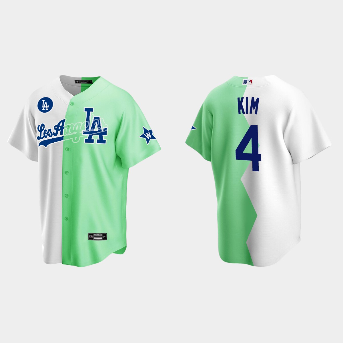 Chloe Kim Los Angeles Dodgers 2022 Celebrity Softball Game Split Jersey - White Green