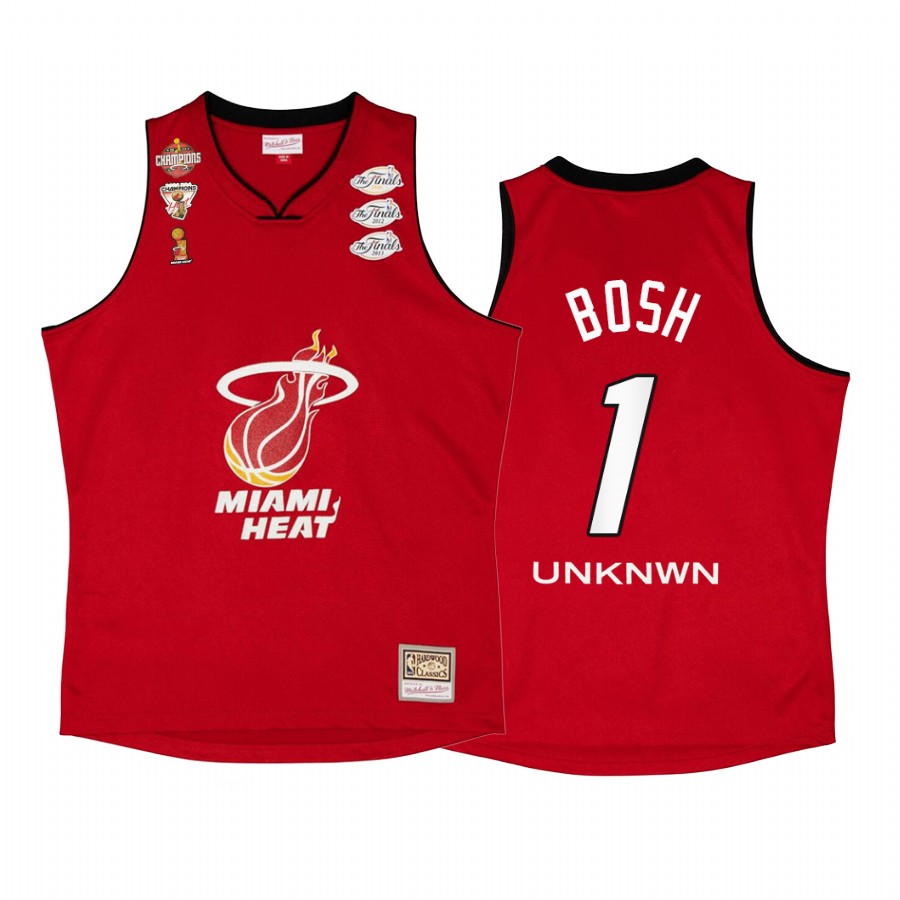 Chris Bosh #1 Miami Heat My Towns Unknwu Red NBA Finals Champs Jersey