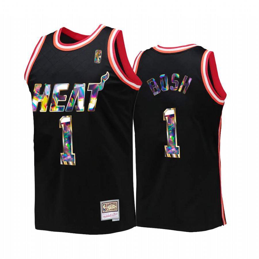 Chris Bosh #1 Miami Heat NBA 75th Diamond Anniversary Black Throwback Jersey
