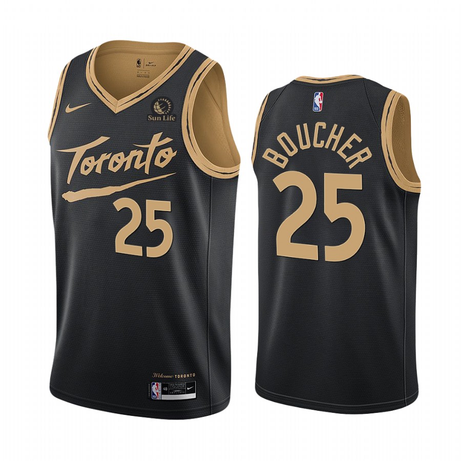Chris Boucher Toronto Raptors 2020-21 City Black #25 Jersey Sun Life Patch