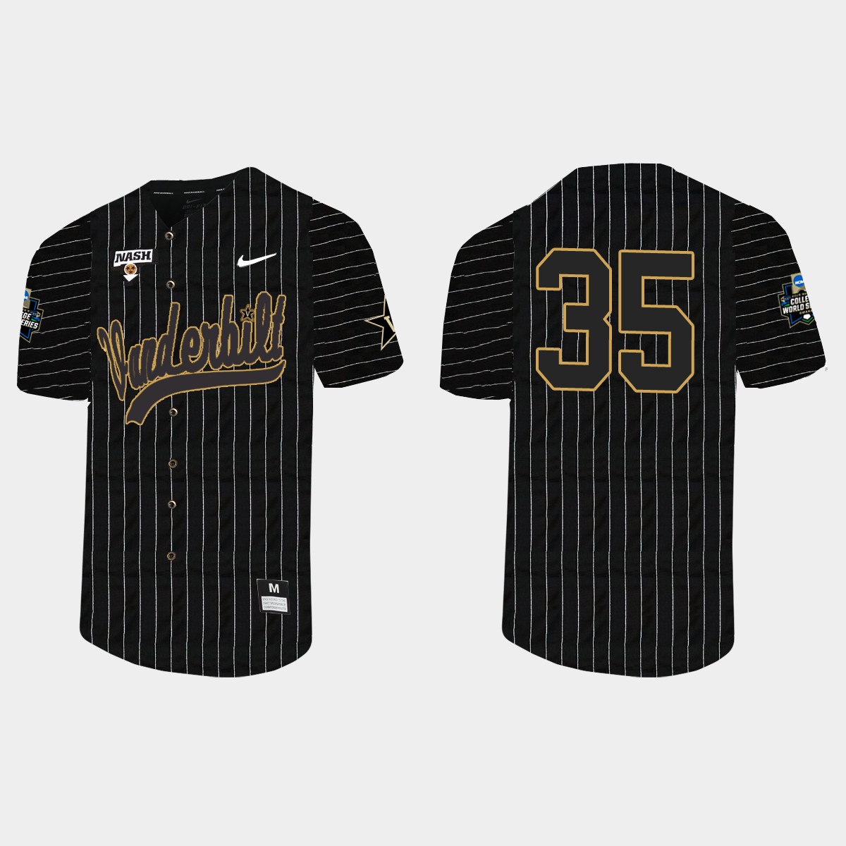 Chris McElvain Vanderbilt Commodores 2021 College World Series Pinstripe  Jersey - Black