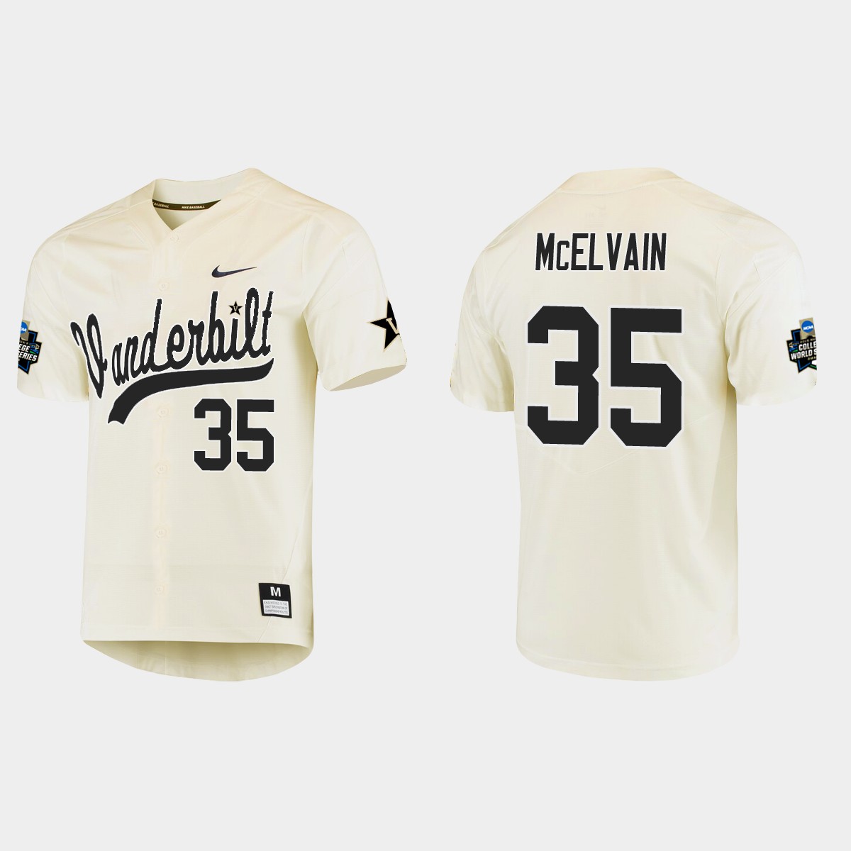 Chris McElvain Vanderbilt Commodores College World Series  Jersey - Cream