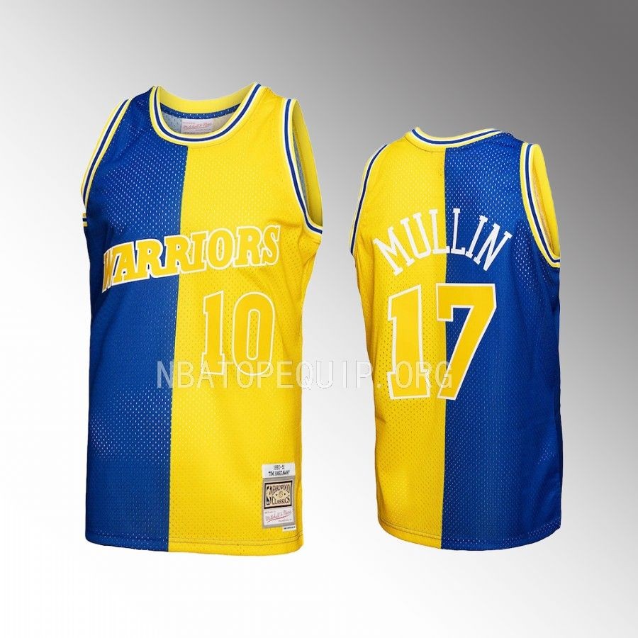 Chris Mullin #17 Golden State Warriors Hardwood Classics 1990-91 Royal Gold Split Swingman Jersey