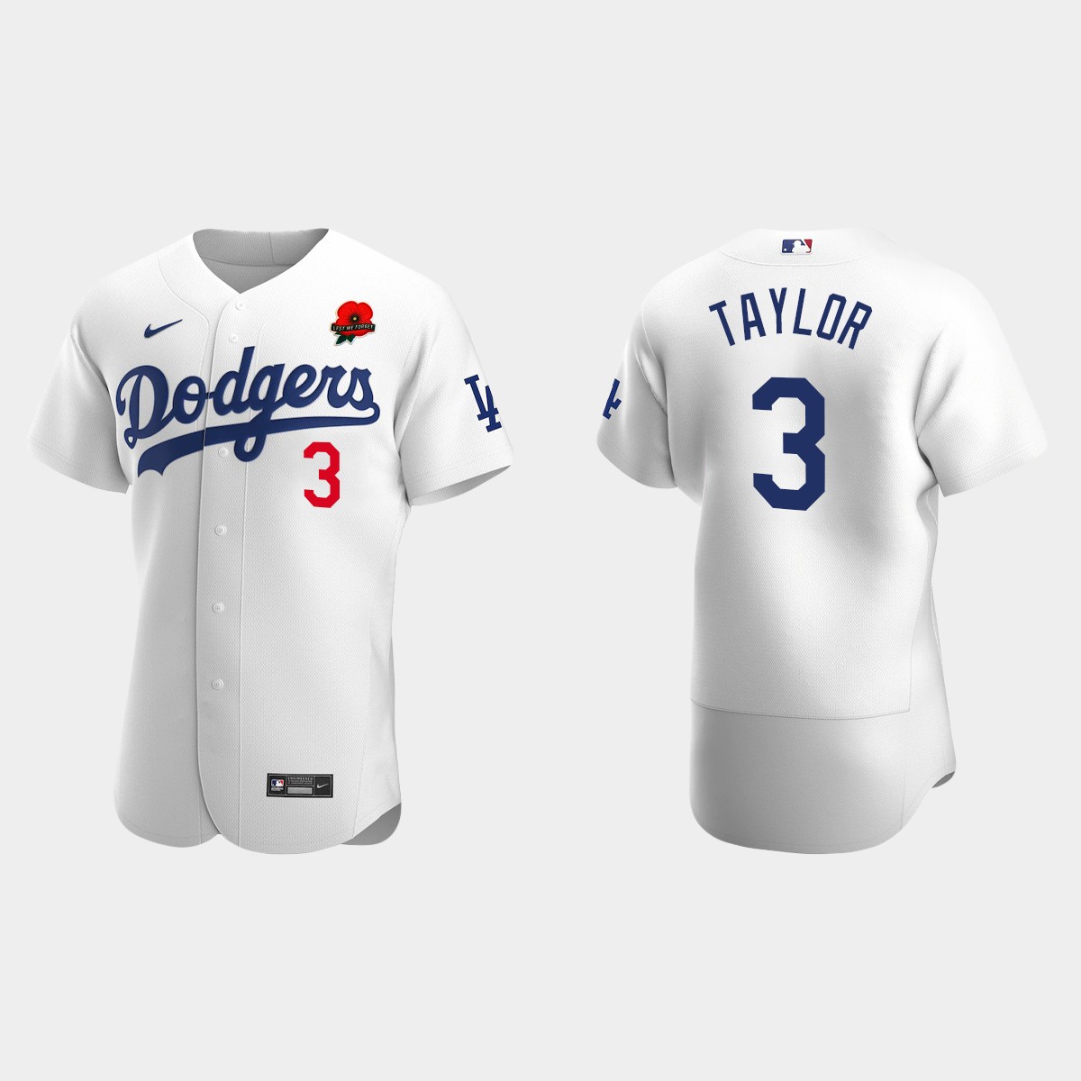 Chris Taylor Los Angeles Dodgers 2022 Memorial Day Poppy Patch Jersey - White