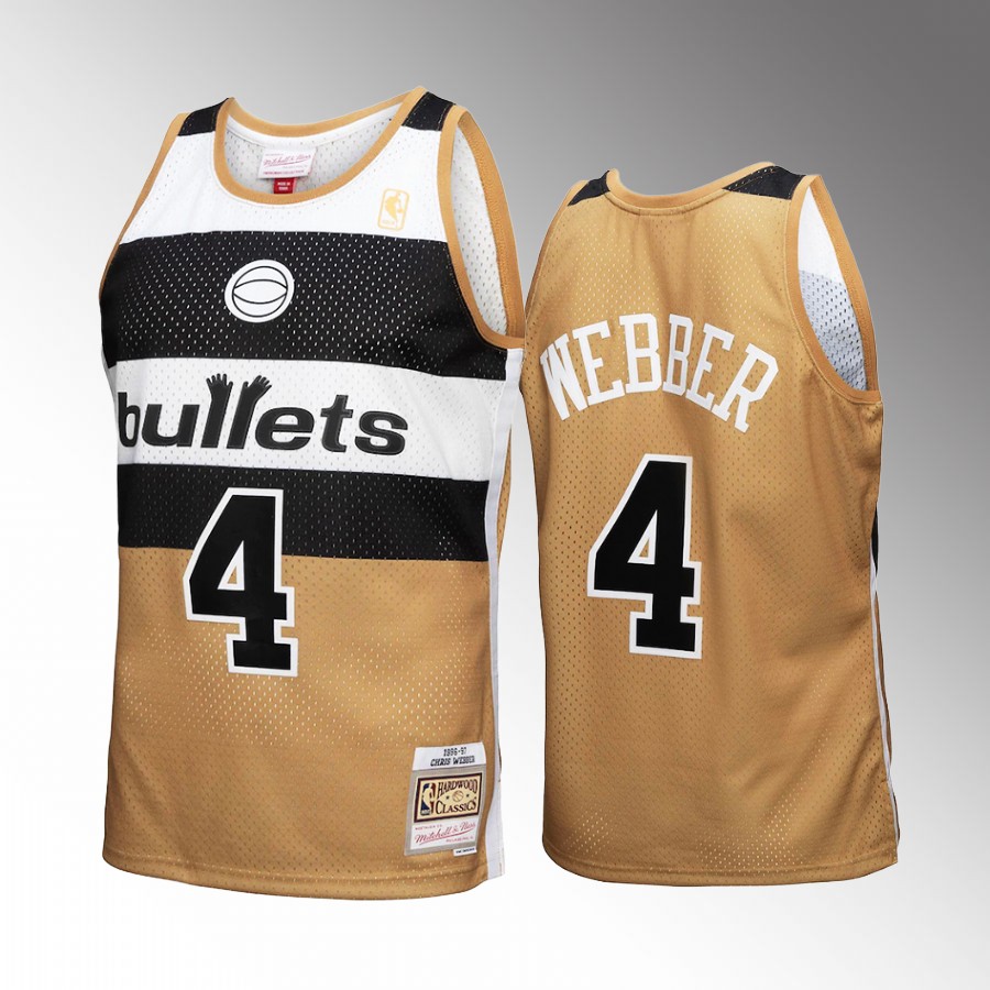 Chris Webber #4 Washington Bullets Reload 3.0 Gold 1996-97 Hardwood Classics Jersey